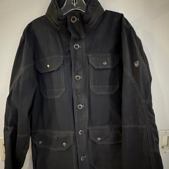 Kuhl Kollusion Jacket Carbon Gray Field Wax Coated Outdoor‎ Hooded Men’s L EUC - Picture 2 of 13